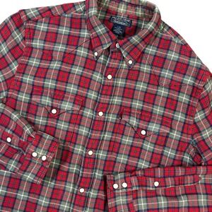 Polo Jeans Mens Large Plaid Flannel Pearl Snap Long Sleeve Y2K Preppy Lumberjack